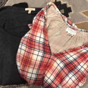 Anthro bundle.. Velvet plaid shirt & Bordeaux